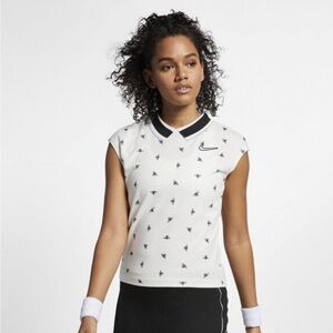 Nike Court White and Black Tennis Top - "The Bee" Dry-Fit Polo Shirt NWOT